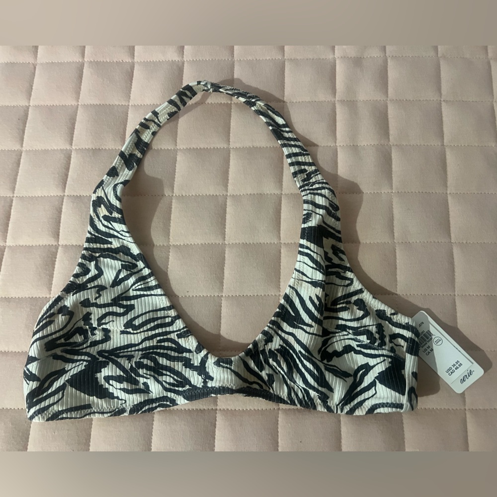 Aerie Olive Green and White Bikini Top